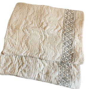 C Studio Home Embroidered Cotton Bohemian Quilted Standard Pillow Sham Set of 2